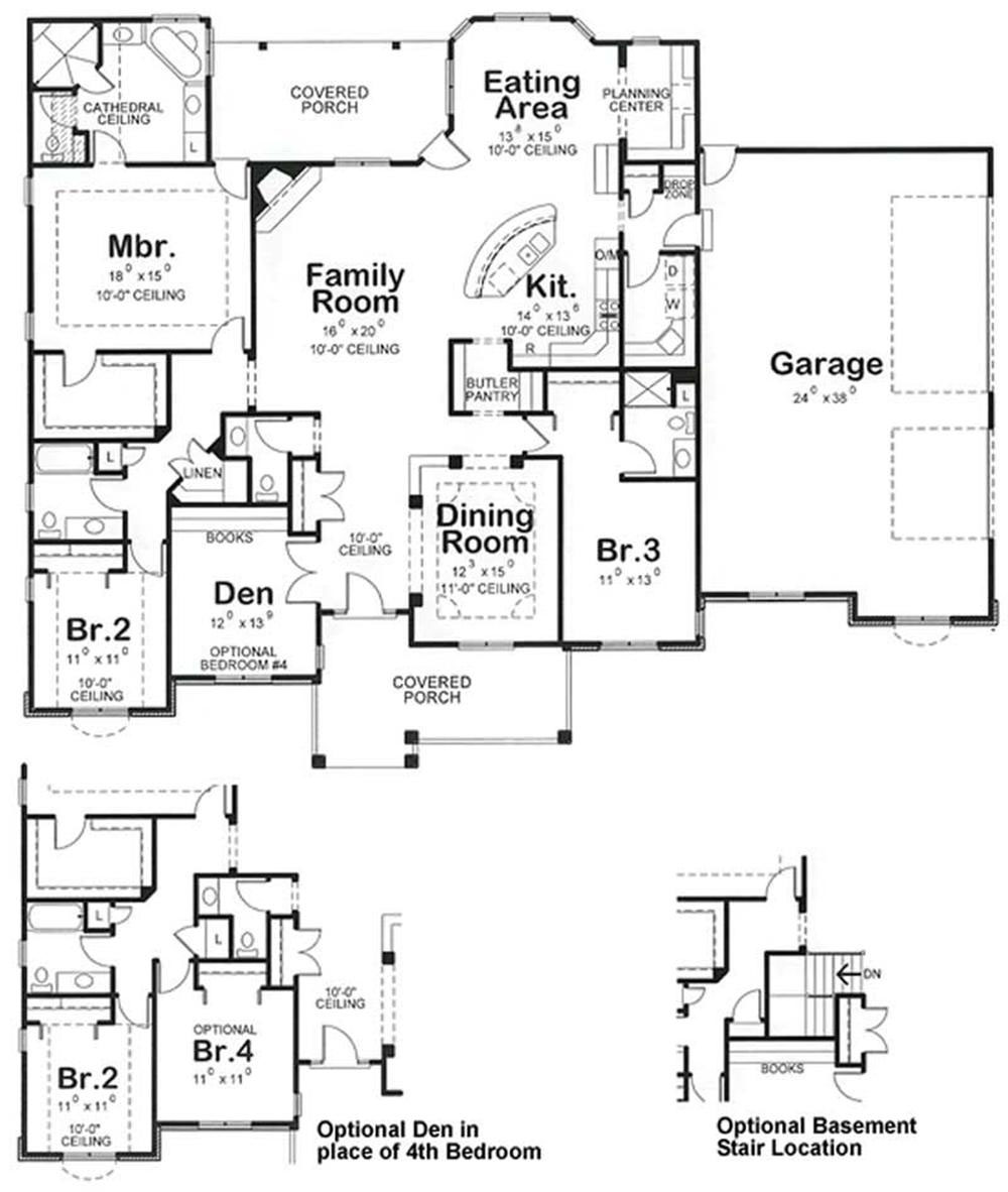 Floor Plan First Story of Country Plan #120-2077